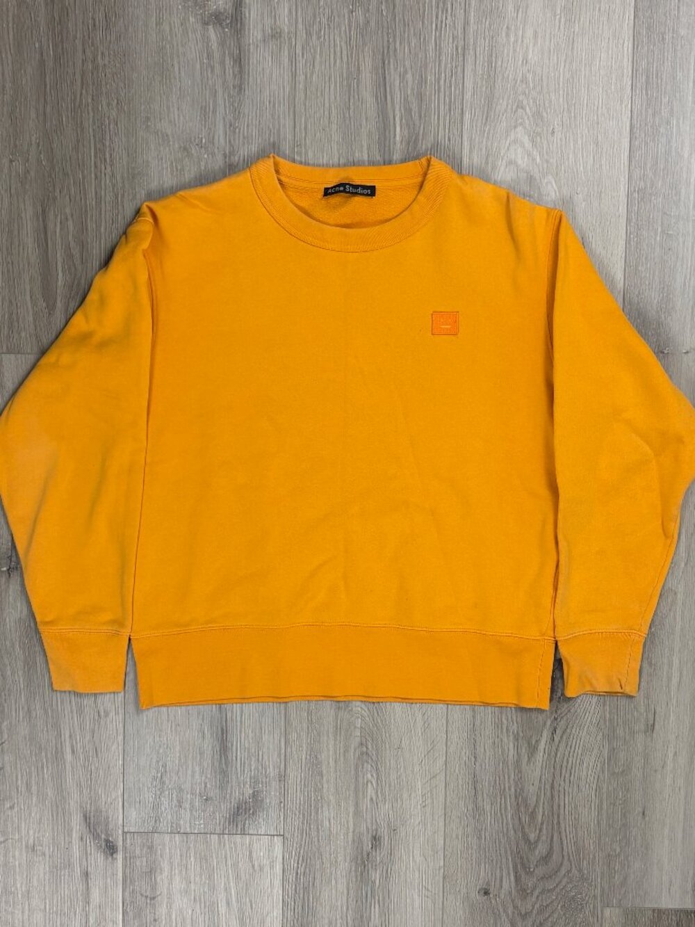 Acne Studios Fairview Face Orange Designer Crewneck Sweatshirt Small